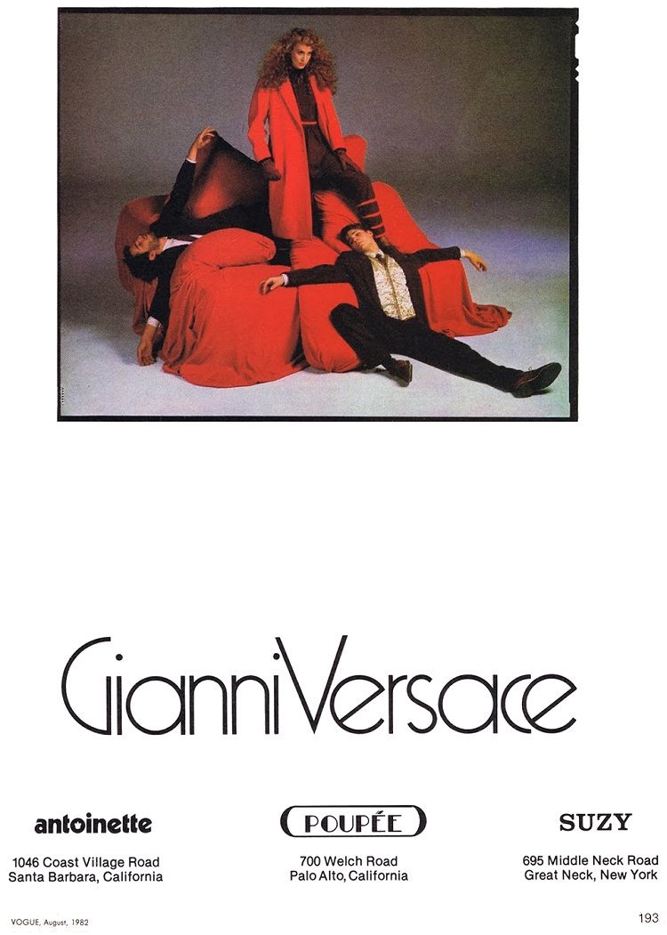 Danny Arguelles, Jerry Hall, Mircea Oprea 1982 VOGUE Gianni Versace photo Richard Avedon