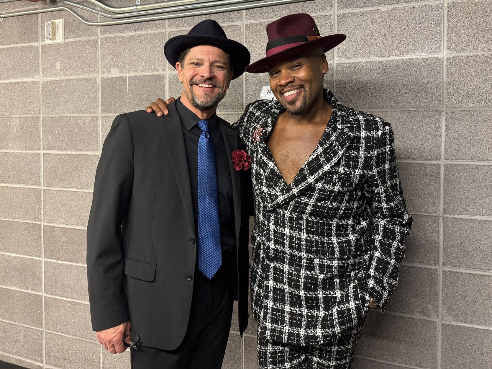 Mircea Oprea as Benny Southstreet and Michael James Scott as Nicely Nicely Johnson hanging out backstage before second act Guys and Dolls Aspen, CO